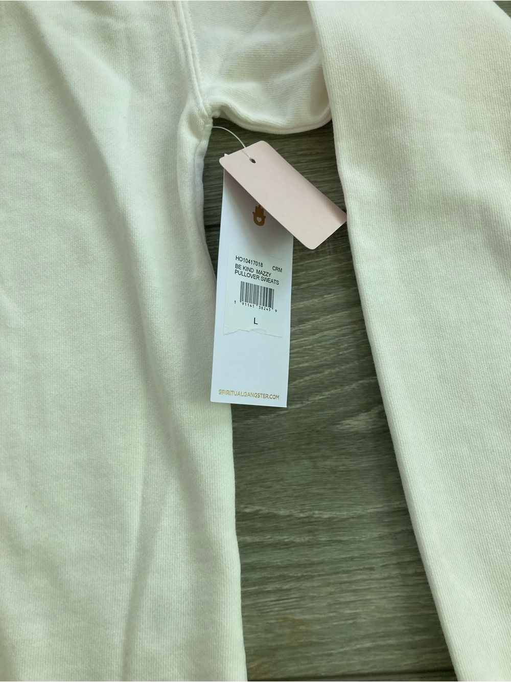 Spiritual Gangster Cream Crewneck Sweatshirt with Tan Graphic - Picture 2 of 5